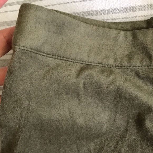 Zara Army Green Faux Suede Midi Skirt S XS - Picture 6 of 8